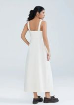 Vestido Midi Evasê Com Linho