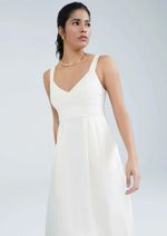 Vestido Midi Evasê Com Linho