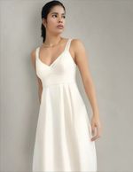Vestido Midi Evasê Com Linho