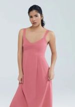 Vestido Midi Evasê Com Linho