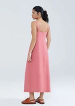 Vestido Midi Evasê Com Linho