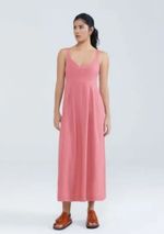 Vestido Midi Evasê Com Linho