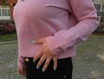 Blusa Manga Longa Cropped Em Moletom Gola Alta Com Amarração