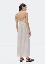 Vestido Midi Com Alças Finas Fio Tinto Com Linho