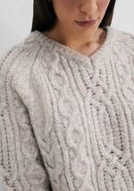 Blusão Feminino Decote V Em Tricô Texturizado Bege M