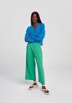 Cardigan Feminino Em Tricô Com Botão Azul Xg