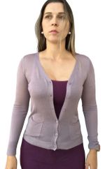 Cardigan Básico Feminino Em Viscose Com Decote V