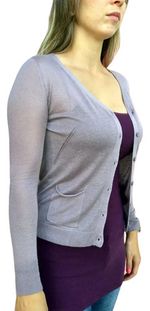 Cardigan Básico Feminino Em Viscose Com Decote V