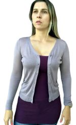Cardigan Básico Feminino Em Viscose Com Decote V