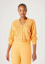 Cardigan Feminino Em Tricô Texturizado Laranja M