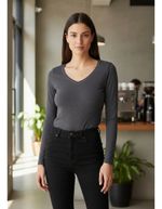Blusa Feminina Básica Slim Manga Longa