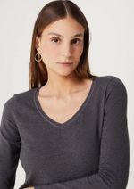 Blusa Feminina Básica Slim Manga Longa