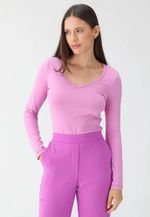 Blusa Feminina Básica Slim Manga Longa