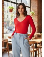 Blusa Feminina Básica Slim Manga Longa