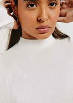 Blusa Feminina Manga Longa Cropped Canelada