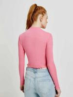 Blusa Feminina Manga Longa Cropped Canelada