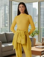 Blusa Feminina Manga Longa Cropped Canelada