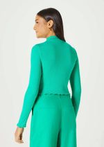 Blusa Feminina Manga Longa Cropped Canelada