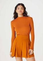 Blusa Feminina Manga Longa Cropped Canelada