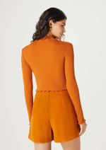 Blusa Feminina Manga Longa Cropped Canelada