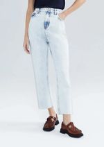 Calça Jeans Básica Feminina Reta Cintura Alta Barra A Fio