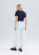 Calça Jeans Básica Feminina Reta Cintura Alta Barra A Fio