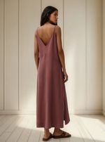 Vestido Midi Em Peach Touch Com Fenda