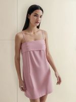 Vestido Curto Alças Removíveis Com Linho