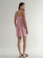 Vestido Curto Alças Removíveis Com Linho
