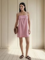 Vestido Curto Alças Removíveis Com Linho