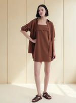 Vestido Curto Alças Removíveis Com Linho