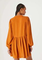 Vestido Curto Evasê Manga Longa Em Malha De Viscose