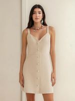 Vestido Curto Risca De Giz Com Linho