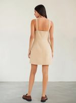 Vestido Curto Risca De Giz Com Linho