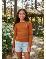 Blusa Infantil Menina Manga Longa Em Ribana