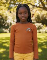Blusa Infantil Menina Manga Longa Em Ribana