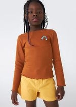 Blusa Infantil Menina Manga Longa Em Ribana