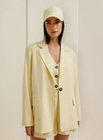 Blazer Feminino Regular Com Linho Amarelo P