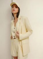 Blazer Feminino Regular Com Linho Amarelo P