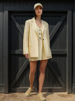 Blazer Feminino Regular Com Linho Amarelo P