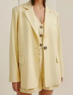 Blazer Feminino Regular Com Linho Amarelo P