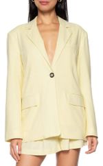 Blazer Feminino Regular Com Linho Amarelo P