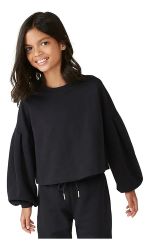 Blusa Em Moletom Infantil Menina Mangas Amplas