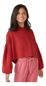 Blusa Em Moletom Infantil Menina Mangas Amplas