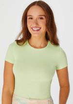 Blusa Feminina Manga Curta Com Frufru Em Ribana