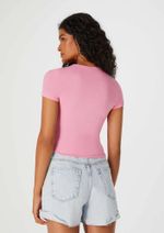 Blusa Feminina Manga Curta Com Frufru Em Ribana