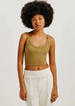 Regata Básica Feminina Cropped Em Ribana Canelada
