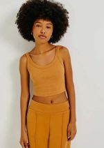 Regata Básica Feminina Cropped Em Ribana Canelada