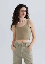 Regata Básica Feminina Cropped Em Ribana Canelada