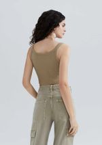Regata Básica Feminina Cropped Em Ribana Canelada